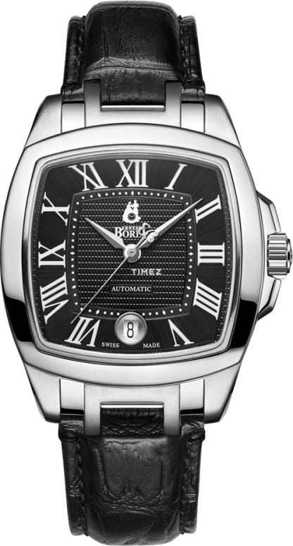 Ernest Borel,Romance 37mm,37mm,Stainless Steel,Black,Automatic,Day,Sapphire,Crystal Glass,GS1856S,GS1856S-E552BK
