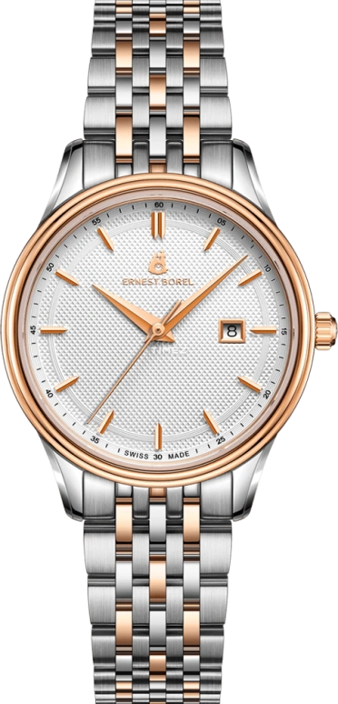 Ernest Borel,Yally 29mm,29mm,Stainless Steel,Silver White,Quartz,Day,Sapphire,Crystal Glass,N0501L0A,N0501L0A-QN4N