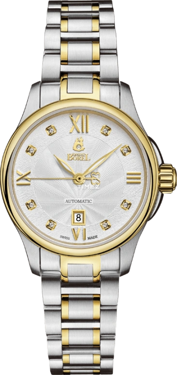 Ernest Borel,Braque 28mm,28mm,Stainless Steel,Silver,Automatic,Day,Sapphire,Crystal Glass,LB7350,LB7350-222
