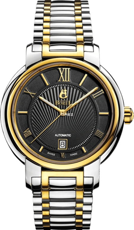 Ernest Borel,Romance 40.50mm,40.50mm,Stainless Steel,Black,Automatic,Day,Sapphire,Crystal Glass,GB1856N,GB1856N-5631