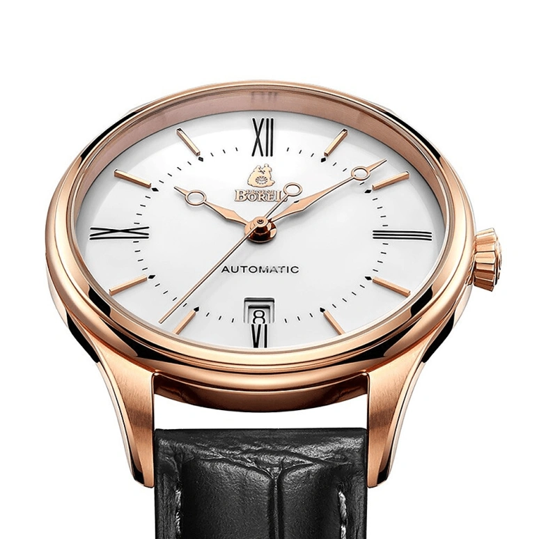 Ernest Borel,Retro 40.50mm,40.50mm,Stainless Steel,White,Automatic,Day,Sapphire,Crystal Glass,GGR8180,GGR8180-412BK