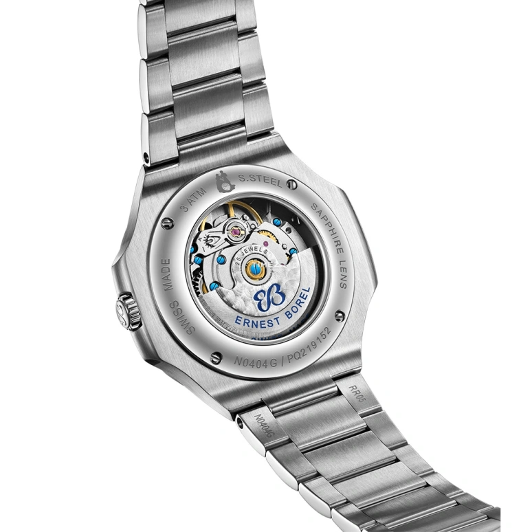 Ernest Borel,Retro 46.50mm,46.50mm,Stainless Steel,Blue,Automatic,Day,Sapphire,Crystal Glass,N0404G0N,N0404G0N-MS6S