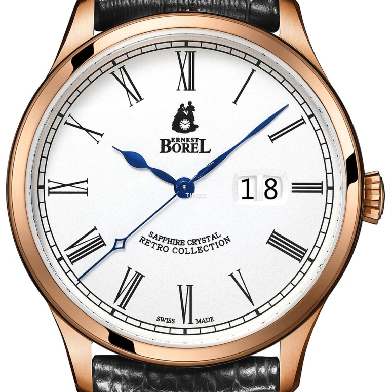 Ernest Borel,Retro 42mm,42mm,Stainless Steel,White,Automatic,Big Date,Sapphire,Crystal Glass,GGR8680T6,GGR8680T6-48551BK