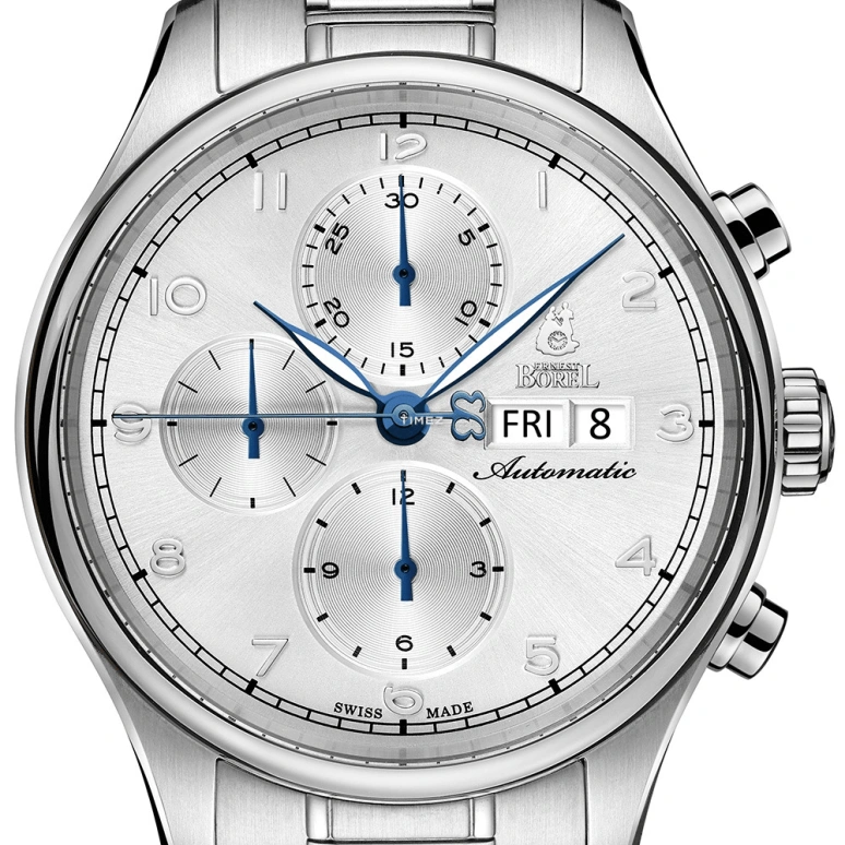Ernest Borel,Braque 42mm,42mm,Stainless Steel,Silver,Automatic,Chronograph,Date,Day,GS7350R,GS7350R-241