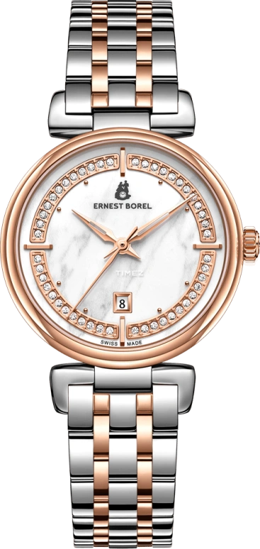 Ernest Borel,Galaxy 30mm,30mm,Stainless Steel,Silver White,Quartz,Day,Sapphire,Crystal Glass,N0117L0A,N0117L0A-QN4N