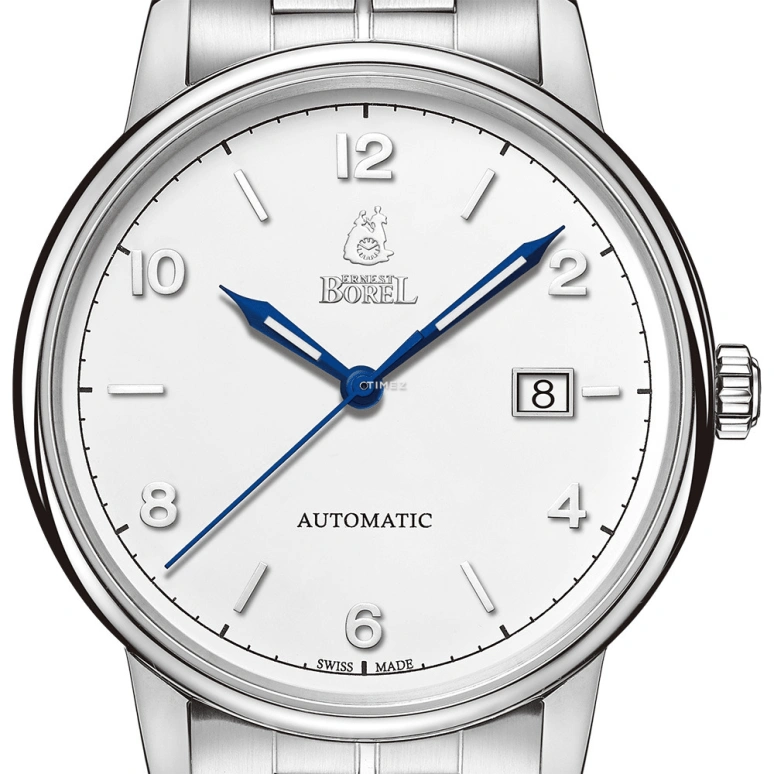 Ernest Borel,Yally 40mm,40mm,Stainless Steel,White,Automatic,Day,Sapphire,Crystal Glass,GS5680N,GS5680N-441