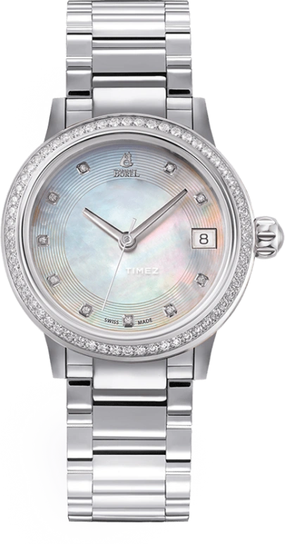 Ernest Borel,Galaxy 36mm,36mm,Stainless Steel,Silver White,Automatic,Day,Sapphire,Crystal Glass,N0113B0B,N0113B0B-MS4S