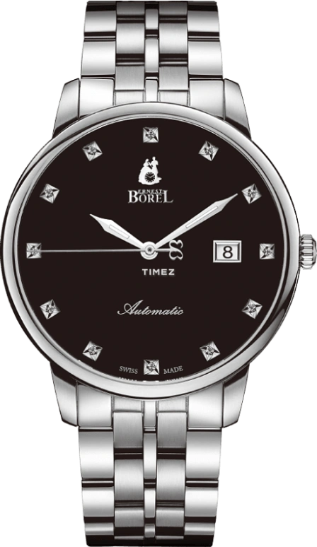 Ernest Borel,Jules 40mm,40mm,Stainless Steel,Black,Automatic,Day,Sapphire,Crystal Glass,GS9288H,GS9288H-58221