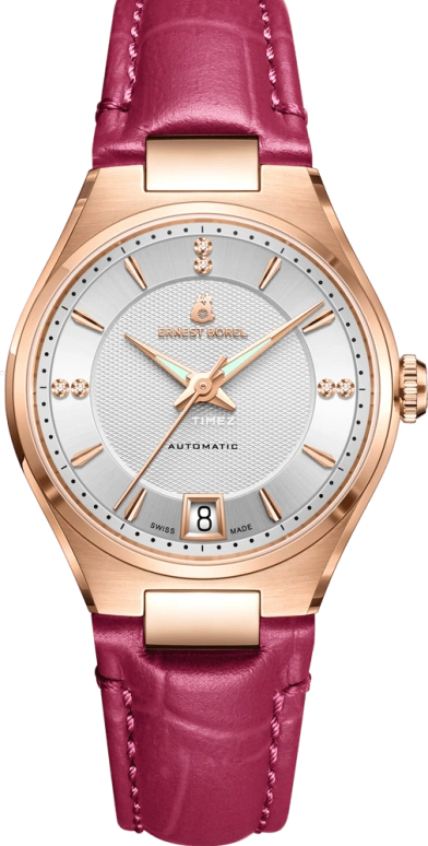 Ernest Borel,Heritage 32.50mm,32.50mm,Stainless Steel,Silver,Automatic,Day,Sapphire,Crystal Glass,N0565B0G,N0565B0G-MR2L