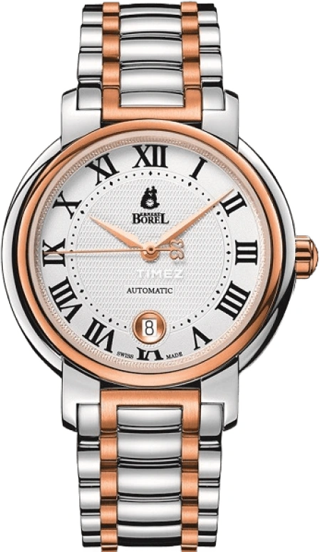 Ernest Borel,Romance 40.50mm,40.50mm,Stainless Steel,Silver White,Automatic,Day,Sapphire,Crystal Glass,GBR1856N,GBR1856N-253