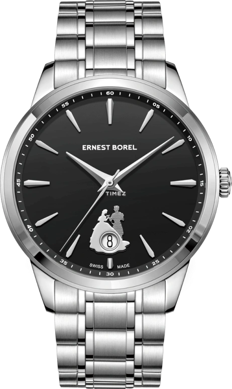 Ernest Borel,Heartful 40mm,40mm,Stainless Steel,Black,Automatic,Day,Sapphire,Crystal Glass,N0520G0E,N0520G0E-MS5S