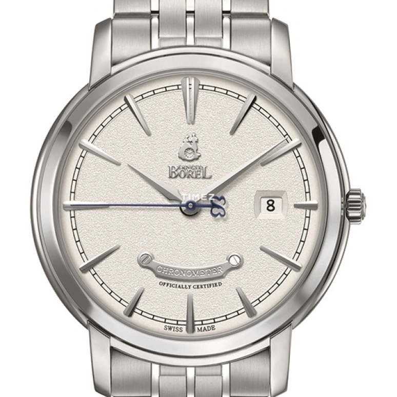 Ernest Borel,Royal 40.50mm,40.50mm,Stainless Steel,Cream,Automatic,Day,Sapphire,Crystal Glass,GS6155C,GS6155C-25121