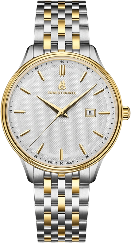 Ernest Borel,Yally 39mm,39mm,Stainless Steel,Silver,Quartz,Day,Sapphire,Crystal Glass,N0501G0C,N0501G0C-QB4B
