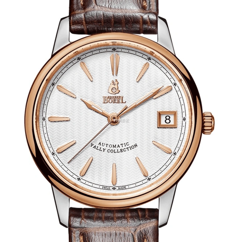 Ernest Borel,Yally 34.50mm,34.50mm,Stainless Steel,White,Automatic,Day,Sapphire,Crystal Glass,LBR5680,LBR5680-25191BR