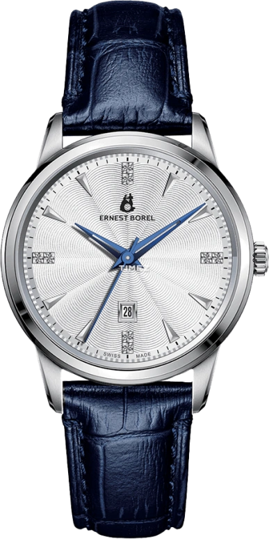Ernest Borel,Jules 32mm,32mm,Stainless Steel,Silver,Quartz,Day,Sapphire,Crystal Glass,N0436L0F,N0436L0F-QS4L