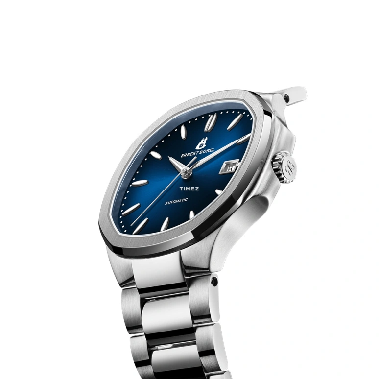 Ernest Borel,Retro 46.50mm,46.50mm,Stainless Steel,Blue,Automatic,Day,Sapphire,Crystal Glass,N0404G0N,N0404G0N-MS6S