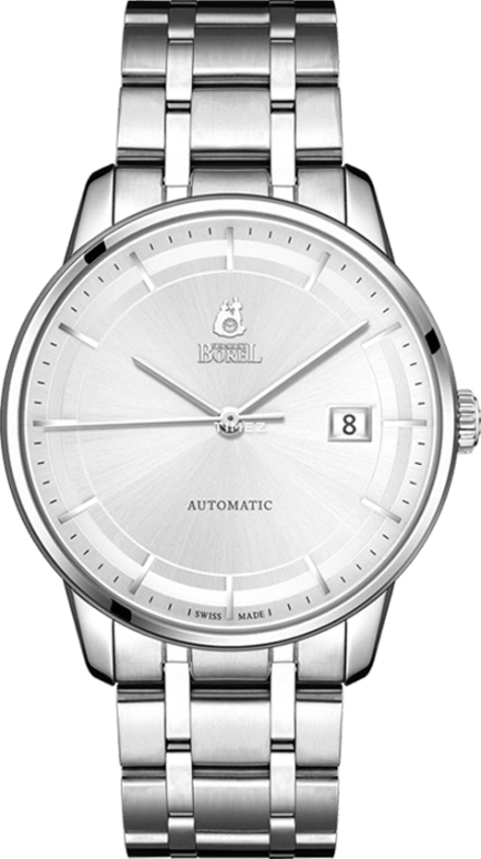 Ernest Borel,Yally 39mm,39mm,Stainless Steel,Silver,Automatic,Day,Sapphire,Crystal Glass,N0408G0A,N0408G0A-MS2S