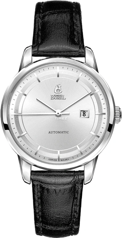 Ernest Borel,Yally 30mm,30mm,Stainless Steel,Silver,Automatic,Day,Crystal Glass,Sapphire,LS5690,LS5690-211BK