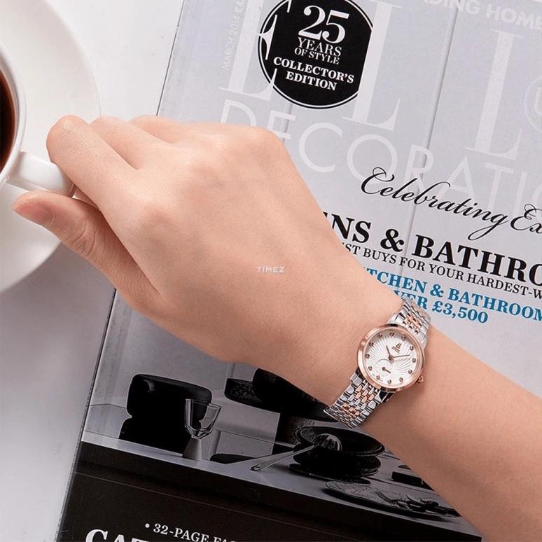 Ernest Borel,Joss 25.50mm,25.50mm,Stainless Steel,White,Quartz,Sapphire,Crystal Glass,Round,LBR809L,LBR809L-4599