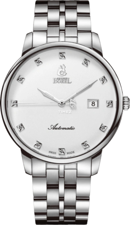 Ernest Borel,Jules 40mm,40mm,Stainless Steel,Silver White,Automatic,Day,Sapphire,Crystal Glass,GS9288H,GS9288H-28221