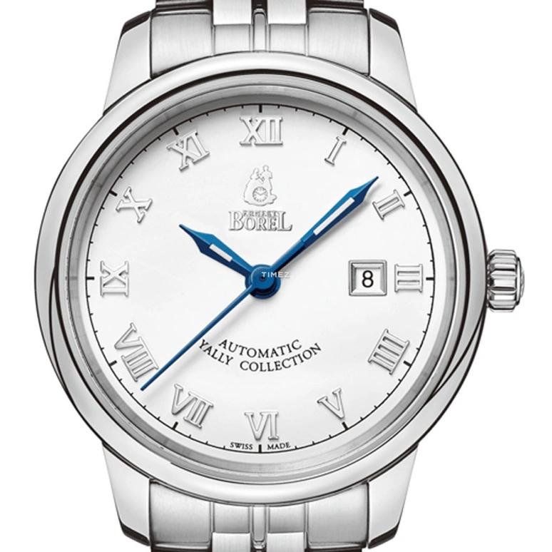 Ernest Borel,Yally 29mm,29mm,Stainless Steel,Silver White,Automatic,Day,Sapphire,Crystal Glass,LS5680N,LS5680N-431