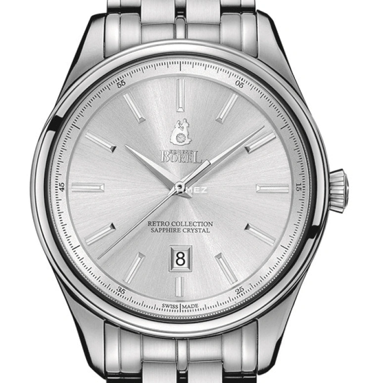 Ernest Borel,Retro 39mm,39mm,Stainless Steel,Silver,Quartz,Day,Sapphire,Crystal Glass,GS906,GS906-211