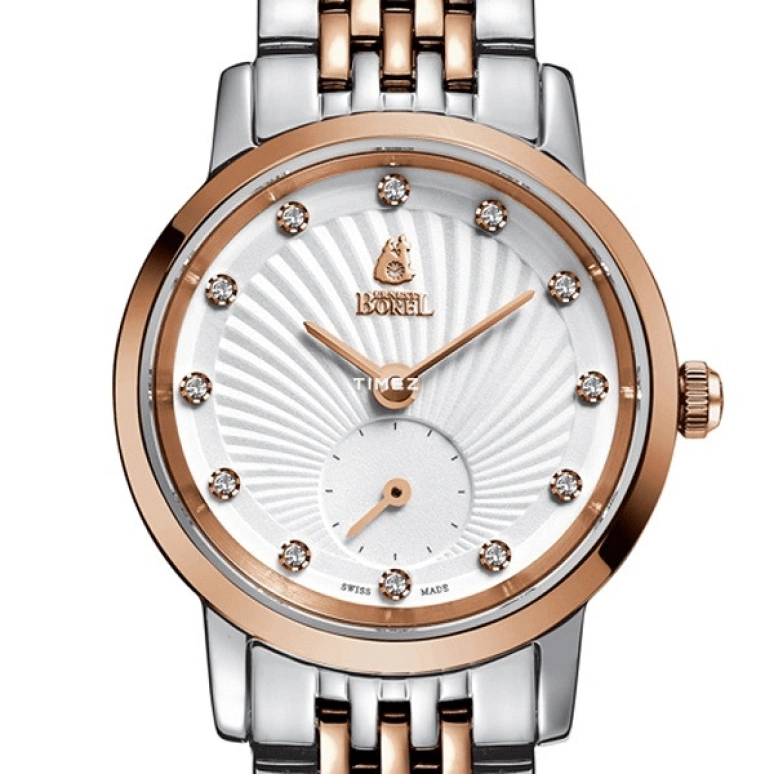 Ernest Borel,Joss 25.50mm,25.50mm,Stainless Steel,White,Quartz,Sapphire,Crystal Glass,Round,LBR809L,LBR809L-4599