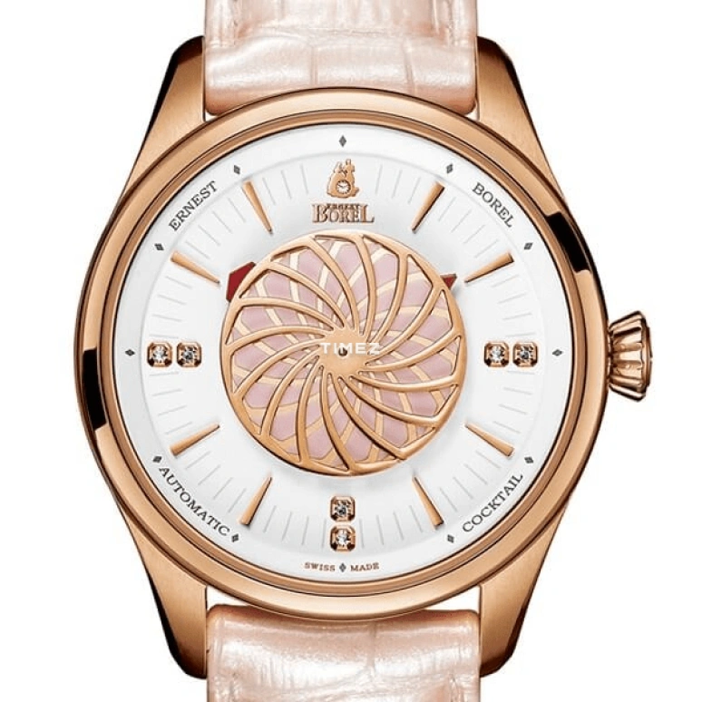 Ernest Borel,Cocktail 35mm,35mm,Stainless Steel,Silver,Pink Red,Automatic,Sapphire,Crystal Glass,Round,BGR8080,BGR8080-28291PK