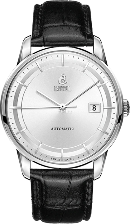 Ernest Borel,Yally 39mm,39mm,Stainless Steel,Silver,Automatic,Day,Sapphire,Crystal Glass,N0408G0B,N0408G0B-MS2L
