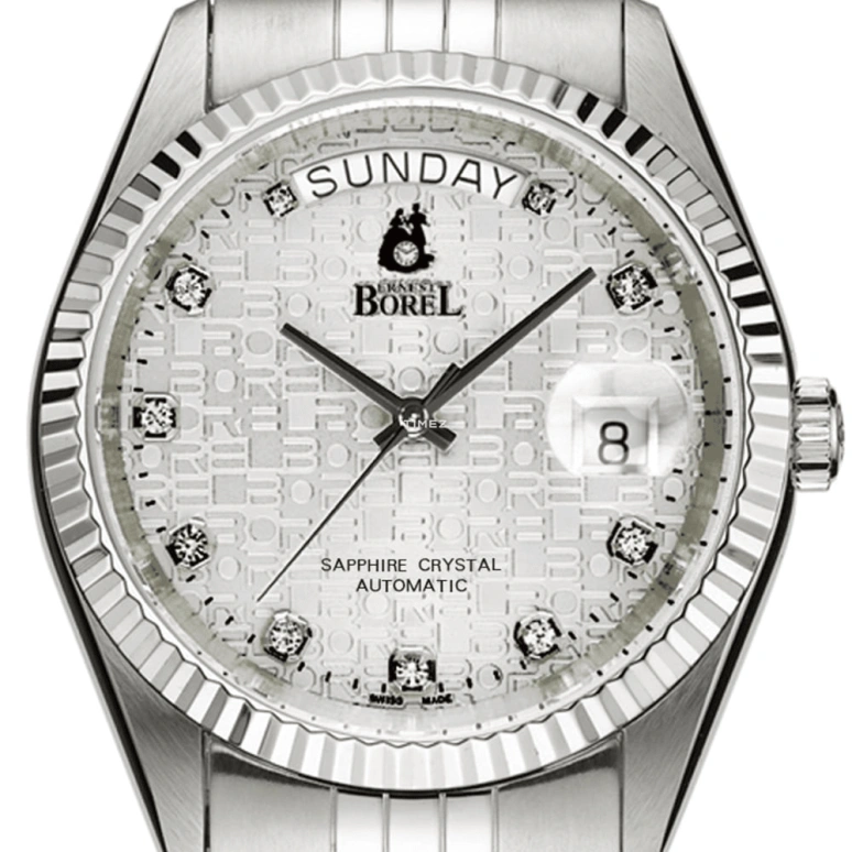 Ernest Borel,Bold 40mm,40mm,Stainless Steel,Silver,Automatic,Day,Sapphire,Crystal Glass,GS5027N,GS5027N-4990
