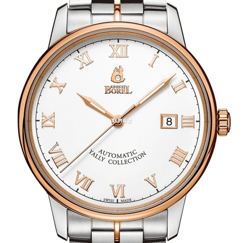 Ernest Borel,Yally 40mm,40mm,Stainless Steel,White,Automatic,Day,Sapphire,Crystal Glass,GBR5680N,GBR5680N-432