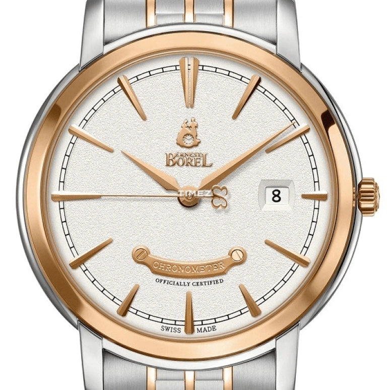 Ernest Borel,Royal 40.50mm,40.50mm,Stainless Steel,Cream,Automatic,Day,Sapphire,Crystal Glass,GBR6155C,GBR6155C-25191