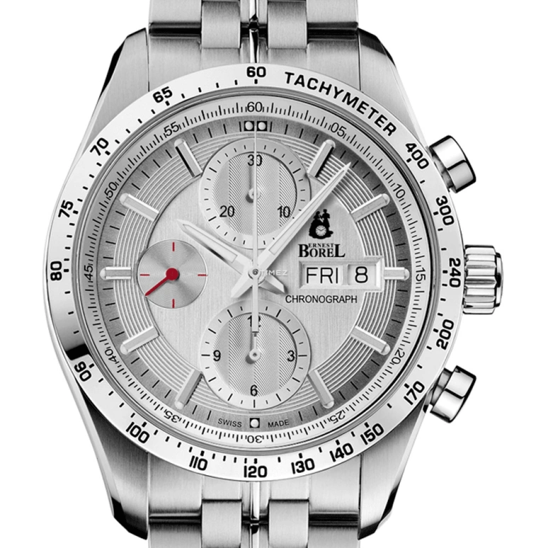 Ernest Borel,Athlete 42mm,42mm,Stainless Steel,Silver,Automatic,Chronograph,Date,Day,GS8203,GS8203-2522