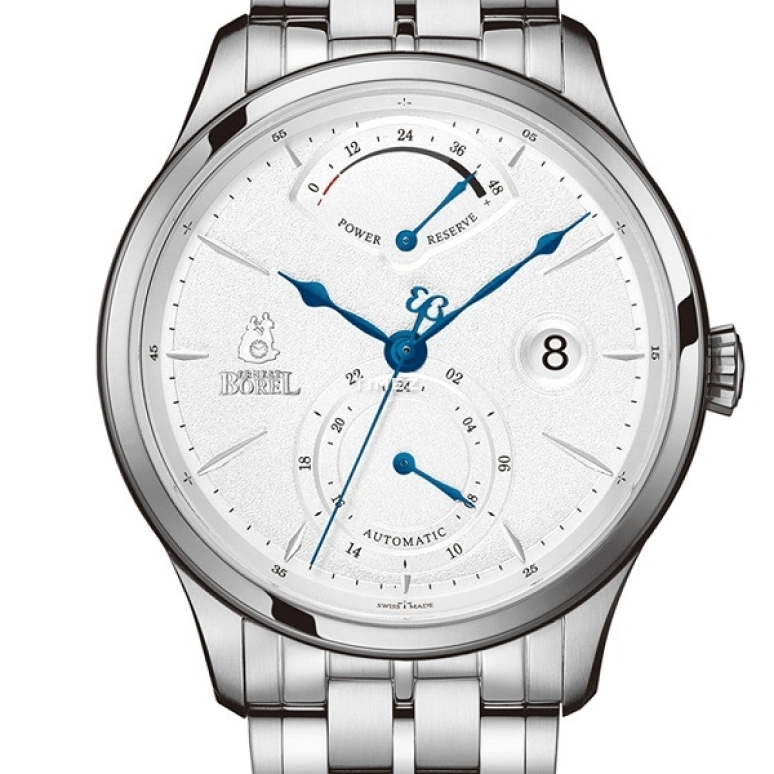 Ernest Borel,Retro 42mm,42mm,Stainless Steel,White,Automatic,Day,Power Reserve Indicator,Dule Time,GS8880P3,GS8880P3-25121