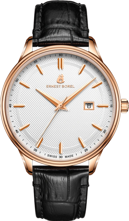Ernest Borel,Yally 39mm,39mm,Stainless Steel,Silver White,Quartz,Day,Sapphire,Crystal Glass,N0501G0B,N0501G0B-QR4L
