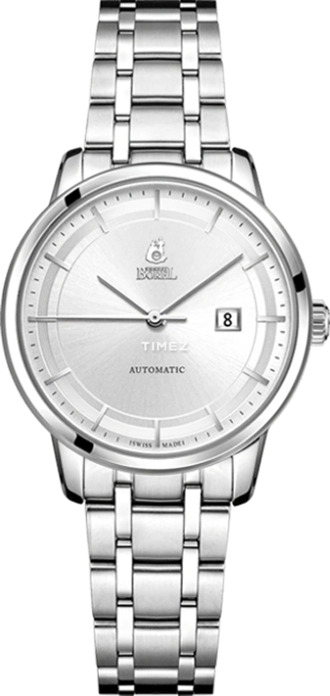 Ernest Borel,Yally 30mm,30mm,Stainless Steel,Silver,Automatic,Day,38hours,N0408L0A,N0408L0A-MS2S