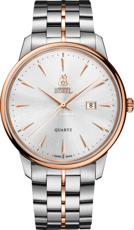 Ernest Borel,Yally 41mm,41mm,Stainless Steel,Silver,Quartz,Day,Sapphire,Crystal Glass,N0413G0B,N0413G0B-QN2N