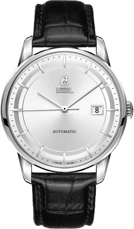 Ernest Borel,Yally 39mm,39mm,Stainless Steel,Silver,Automatic,Day,Sapphire,Crystal Glass,GS5690,GS5690-211BK