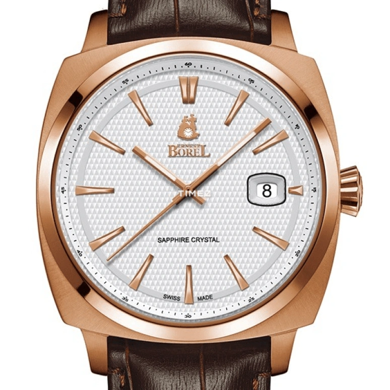 Ernest Borel,Retro 41mm,41mm,Stainless Steel,White,Quartz,Day,Sapphire,Crystal Glass,GGR901S,GGR901S-4529BR