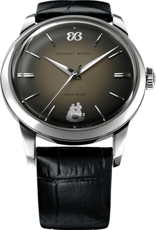 Ernest Borel,Heritage 39mm,39mm,Stainless Steel,Black,khaki,Automatic,Sapphire,Crystal Glass,Round,N0431G0A,N0431G0A-MS8L