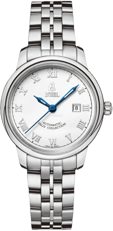 Ernest Borel,Yally 29mm,29mm,Stainless Steel,Silver White,Automatic,Day,Sapphire,Crystal Glass,LS5680N,LS5680N-431