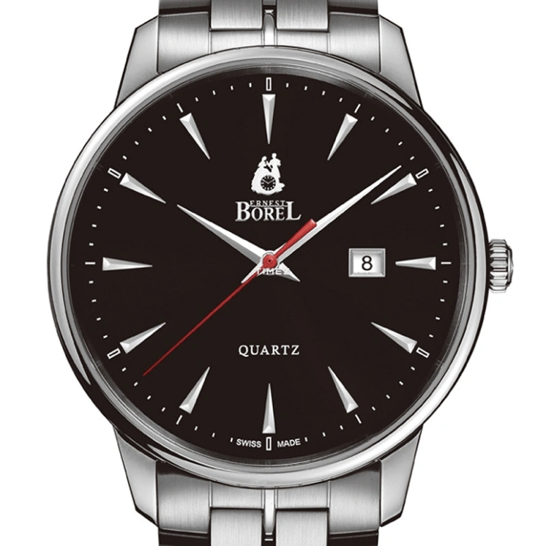 Ernest Borel,Yally 41mm,41mm,Stainless Steel,Black,Quartz,Day,Sapphire,Crystal Glass,GS5650H,GS5650H-53121