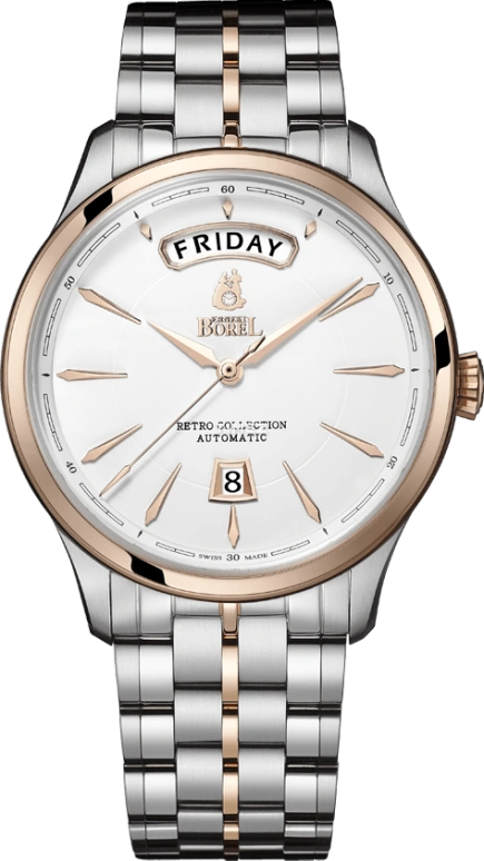 Ernest Borel,Retro 42mm,42mm,Stainless Steel,Silver White,Automatic,Date,Day,N0417G0E,N0417G0E-MN4N