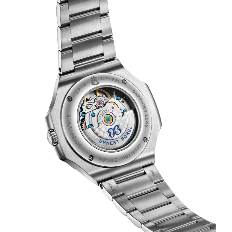 Ernest Borel,Retro 46.50mm,46.50mm,Stainless Steel,Blue,Automatic,Day,Sapphire,Crystal Glass,N0404G0L,N0404G0L-MS6S