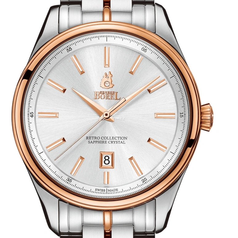 Ernest Borel,Retro 39mm,39mm,Stainless Steel,Silver,Quartz,Day,Sapphire,Crystal Glass,GBR906,GBR906-212