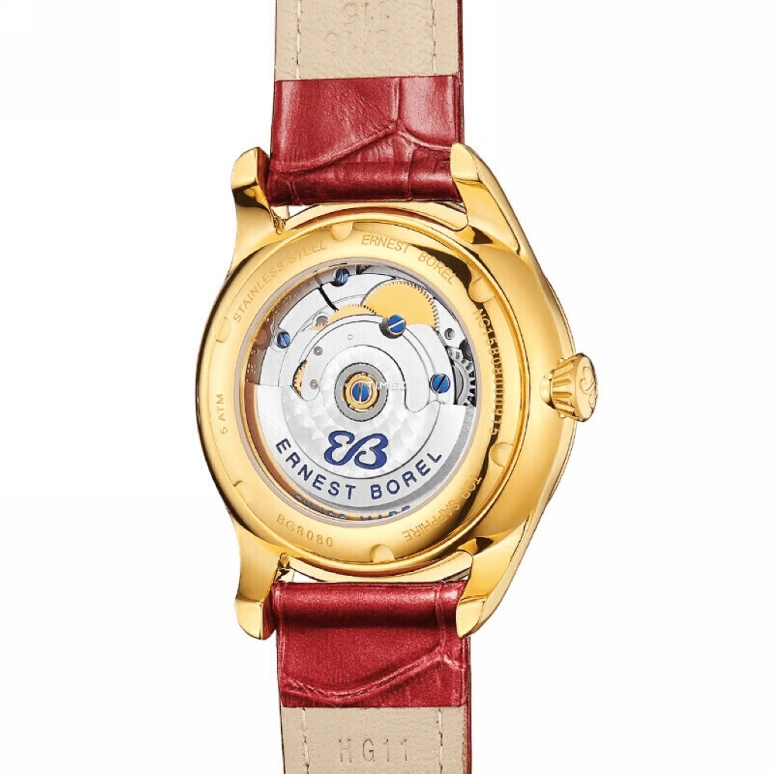Ernest Borel,Cocktail 35mm,35mm,Stainless Steel,Red,Automatic,Sapphire,Crystal Glass,Round,BG8080,BG8080-78211RD