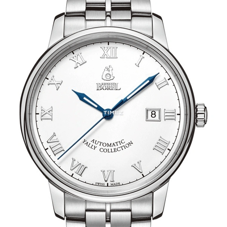 Ernest Borel,Yally 40mm,40mm,Stainless Steel,White,Automatic,Day,Sapphire,Crystal Glass,GS5680N,GS5680N-431