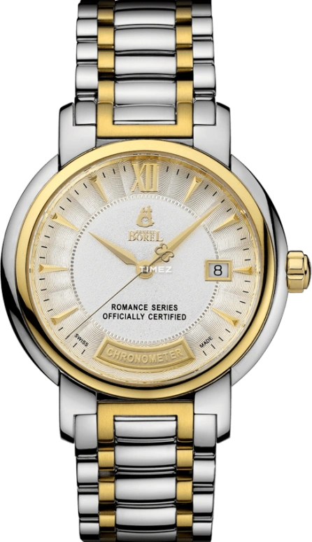 Ernest Borel,Romance 40.50mm,40.50mm,Stainless Steel,Silver,Automatic,Day,Sapphire,Crystal Glass,GB1856C2,GB1856C2-2523