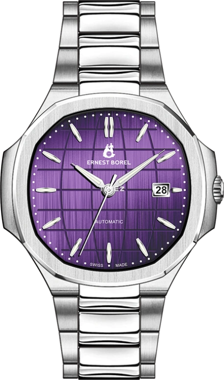 Ernest Borel,Retro 42mm,42mm,Stainless Steel,Purple,Automatic,Day,41hours,N0404G0U,N0404G0U-MS9S