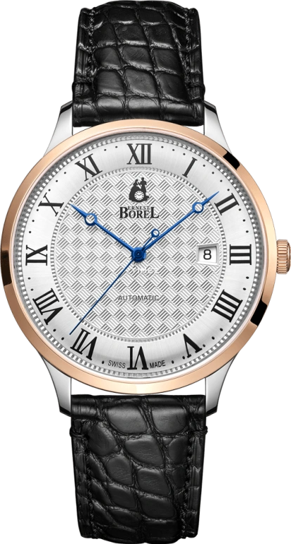 Ernest Borel,Jules 41mm,41mm,Stainless Steel,Silver,Automatic,Day,Sapphire,Crystal Glass,N0438G0A,N0438G0A-MA2L